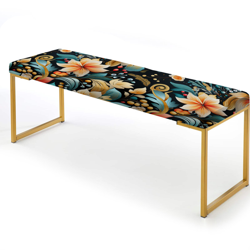 Banc rembourré or, Vintage Paisley Floral Flightiness