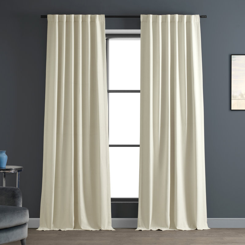 Rideaux obscurcissants en lin synthétique pour chambre et salon Bellino (1 panneau), Crème avoine, L 50 po x L 108 po
