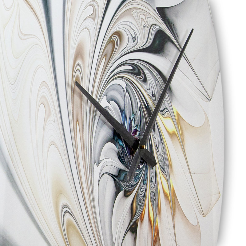 Howse White Glossy Floral Art - Modern wall clock, Medium