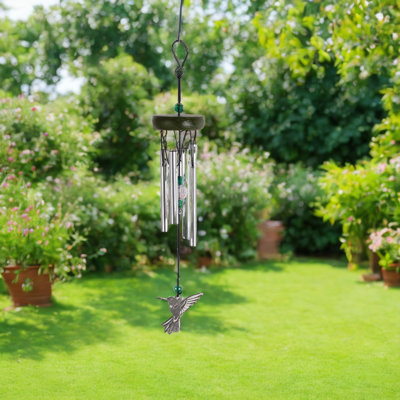 11" Long Hummingbird Wood Top Wind Chime