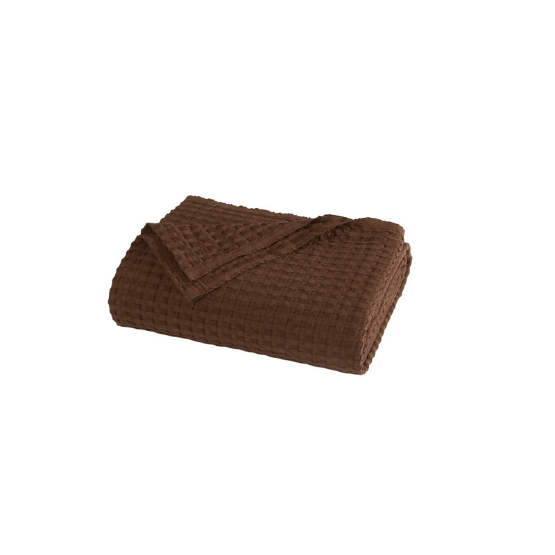 Brooklyn Loom Cotton Waffle Bed Blanket, Full / Queen Blanket, Marine