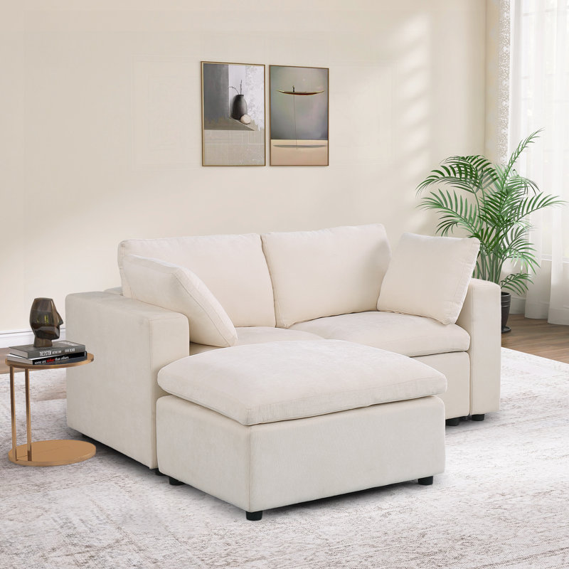 Kierran 68.5"W Convertible RAF LAF Chenille Modular Sectional, Beige Chenille