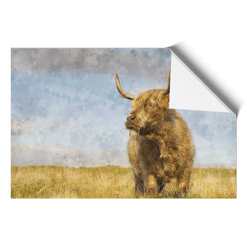 Highland Bull Cow Painting - Frameless Print, 30cm H x 42cm W x 0.1cm D