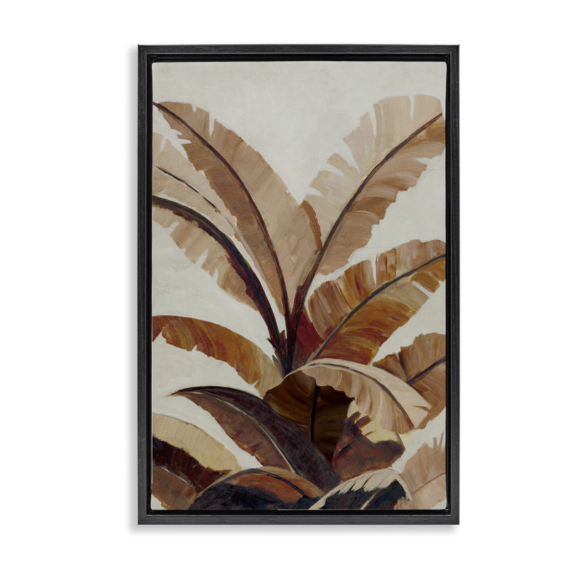  «Neutral Tropical Fan Leaves» par Jacob Q, Cadre flottant noir de jais, H 25 po x l 17 po