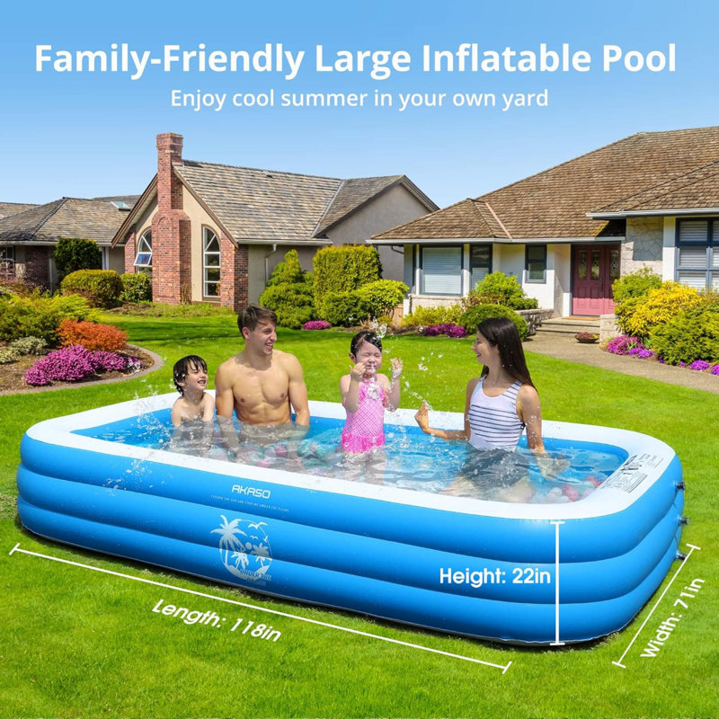 Piscine gonflable en vinyle 1,8 pi x 9,8 pi x 5,9 pi Textiles Hub