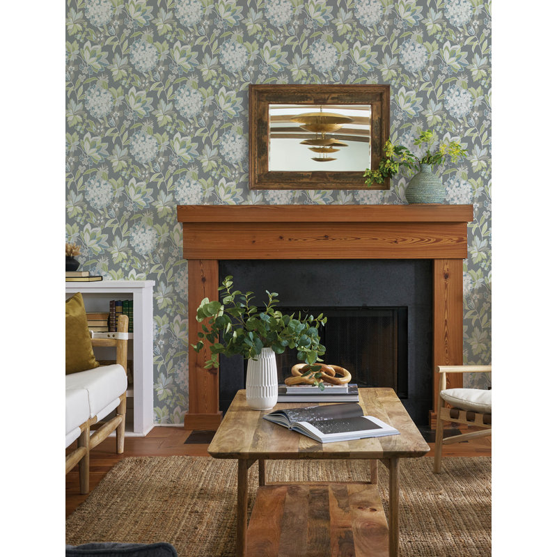 Valdivian Fuchsia Floral Wallpaper, Gray