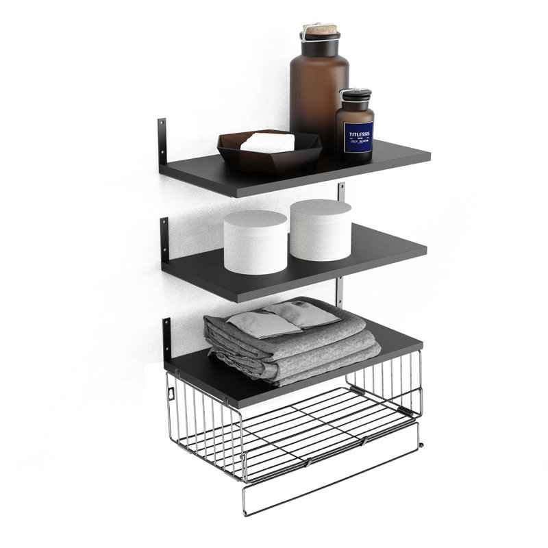 Lasaunda 3 Piece Floating Shelf, Black