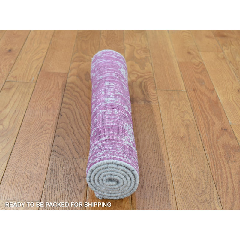 Tapis oriental rose en laine tissé à la main 2 pi 0 po x 3 pi 0 po - MOA10280332