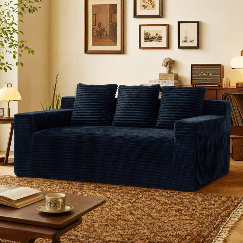 Cloud Couch Corduroy Sofa with Lumbar Pillows, No-Assembly Required