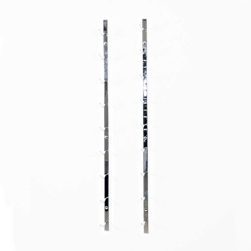 Support à bouteilles de vin à fixation murale Indurial, Chrome luxueux, 45"H x 15"W x 5.25"D