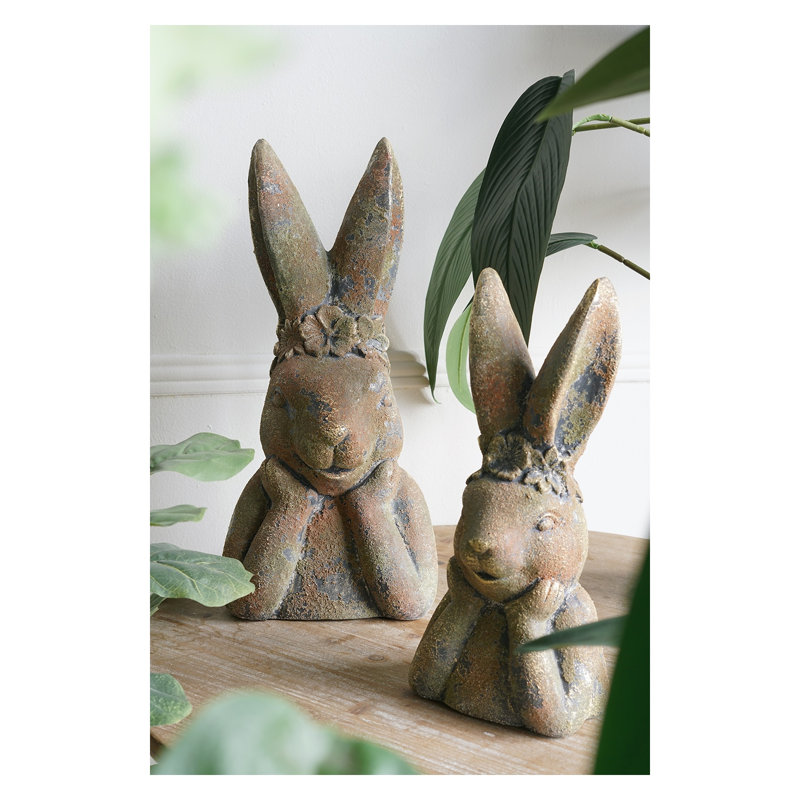 6.7x5.9x15.2" Antique Rabbit Figurine