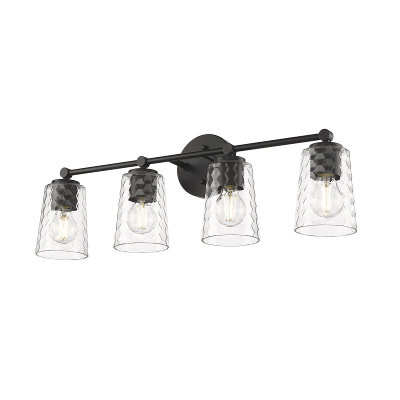 Luminaire de salle de bain à 4 lumières à intensité variable avec verre en nid d'abeille Beneccio