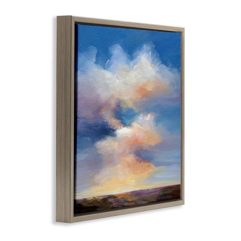 Cadre flottant Luminous Sunset Clouds, design par Karen Hale, H 25 po x l 25 po, Cadre flottant orme Montalcino