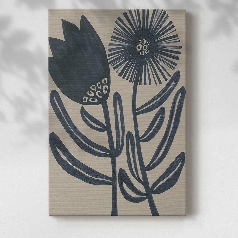 Blockprint Folk Flowers II, H 18 po x l 12 po