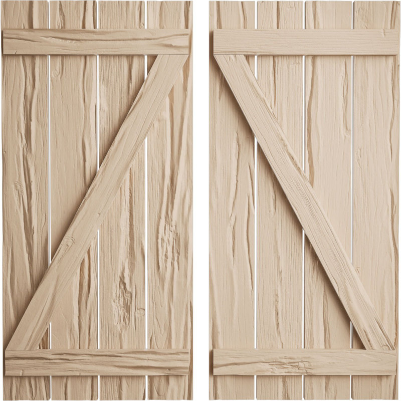 Volets rustiques à quatre planches espacées avec planche en Z (par paire), H 90 po x l 23,5 po x P 1 po, 23"