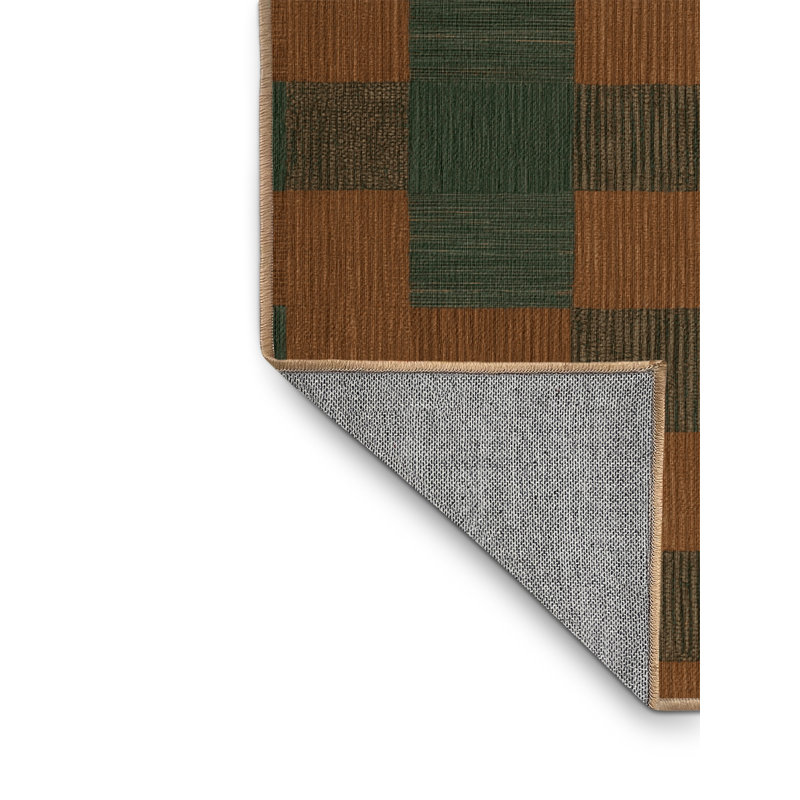 Tapis brun à carreaux lavable à la machine, Carré 3 pi