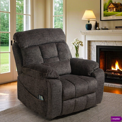 Emony 40.94"W Recliner Sofa with Chenille Comfort, Side Pockets, Fluffy Armrests & 2 Cup Holders