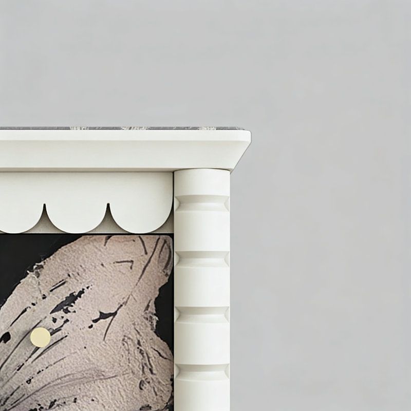 Commode d'entrée Mid-Century en bois massif, Blanc