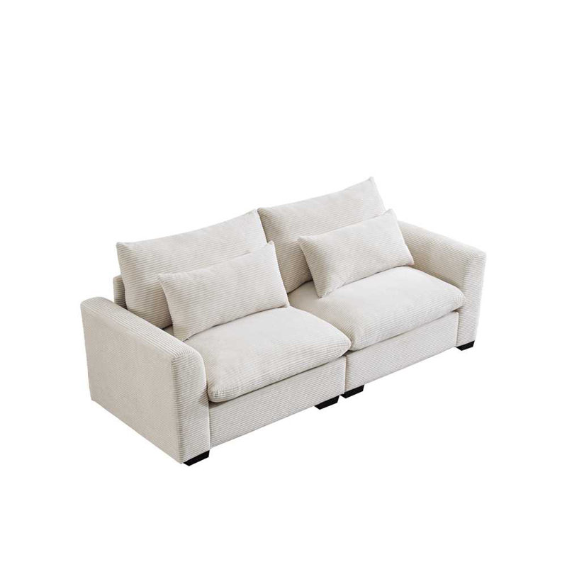Nand Corduroy Sofa Couch, Deep Seat Couches For Modern Living Room/Apartment/Office, Beige