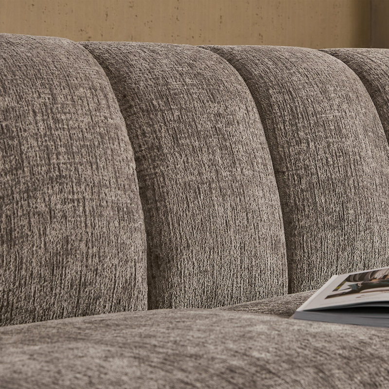 Canapé modulaire moderne 3 places en chenille brun clair, 4, Gris foncé, H 29,53 po x l 159,84 po x P 37,8 po