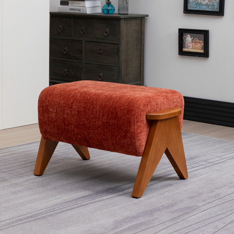 65cm Wide Rectangle Solid Colour Standard Ottoman, Orange