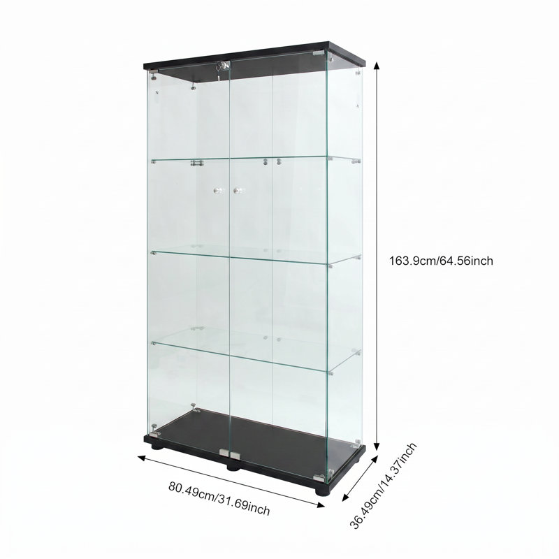 80.5 cm W Display Cabinet with Lighting, Black