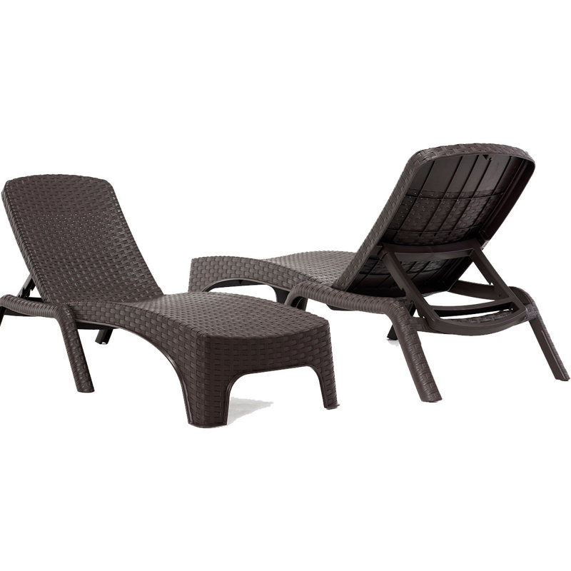 Ensemble de chaise longue empilable Roma, Brun