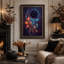 Tableau mural sur toile représentant un dahlia violet foncé à tige épineuse et motif d'Halloween-1619358171