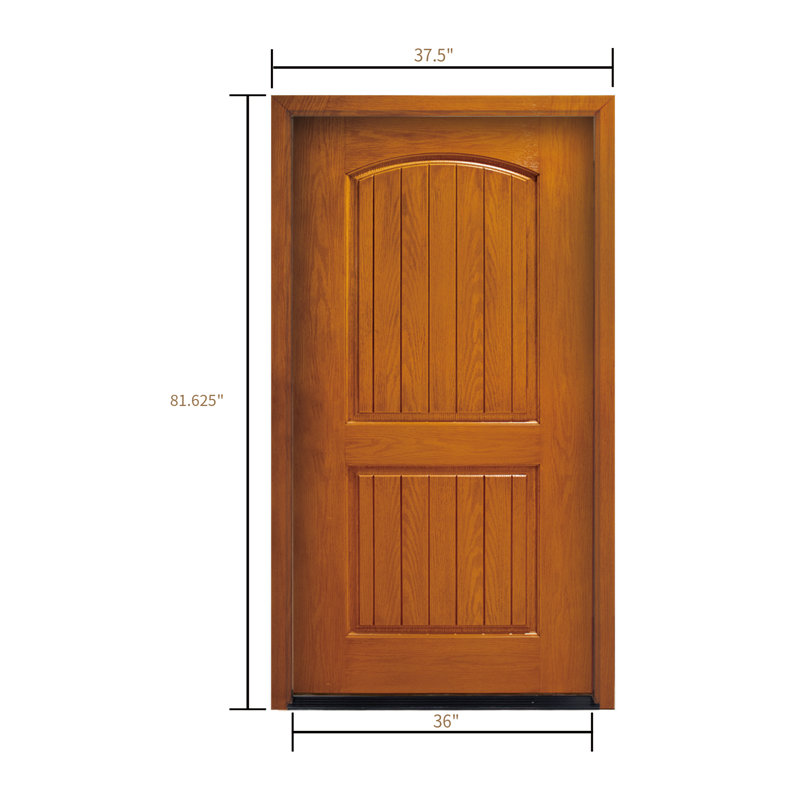Porte d'entrée extérieure classique en fibre de verre - Options de balançoire gauche / droite Quincaillerie pré-percée et conception renforcée en fibre de verre