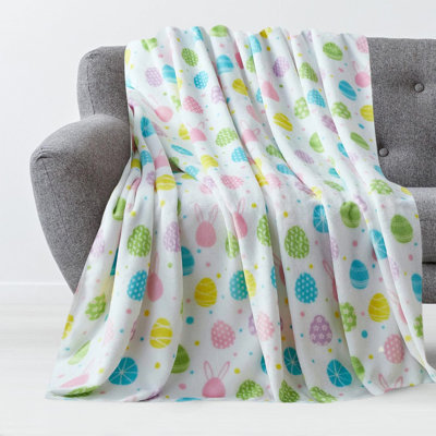 Easter Flannel Blanket Striped Printed Decorative Blanket