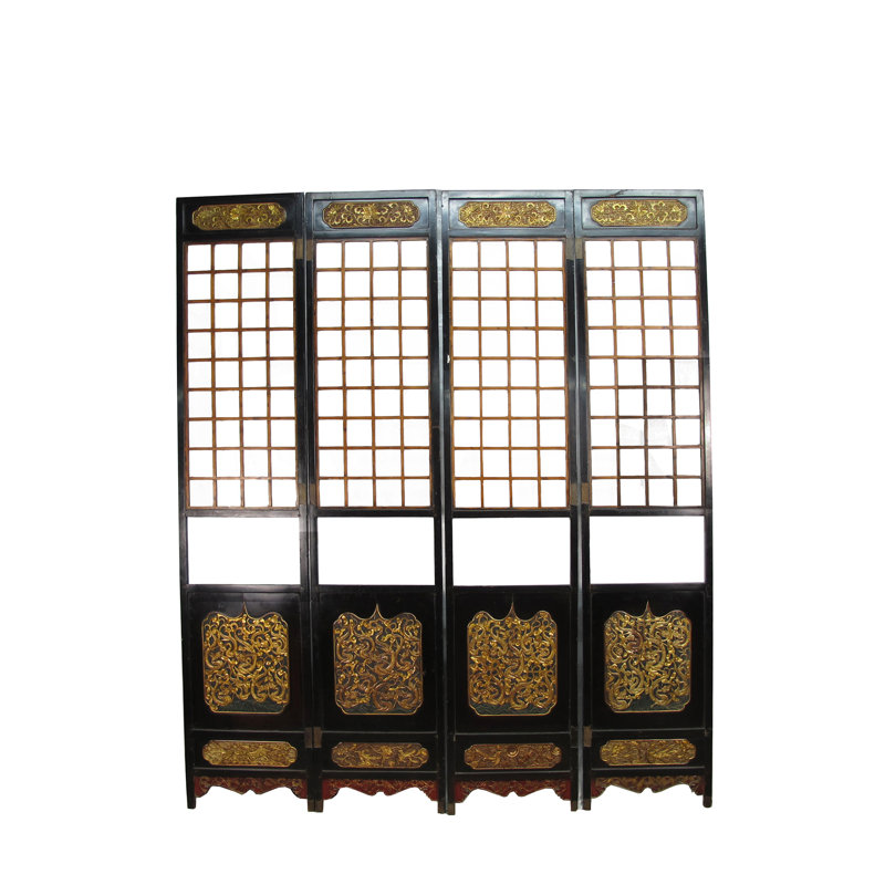 Asian Classic Stained Wood Pivot Screen Door