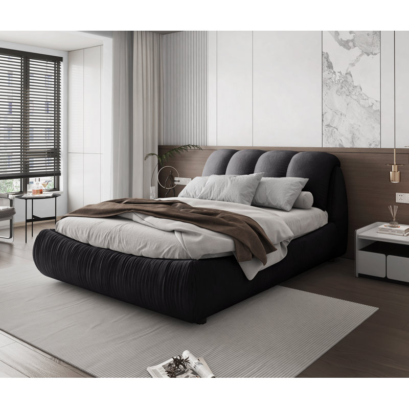 Lit-bateau tapissier Henness, Grand, Noir