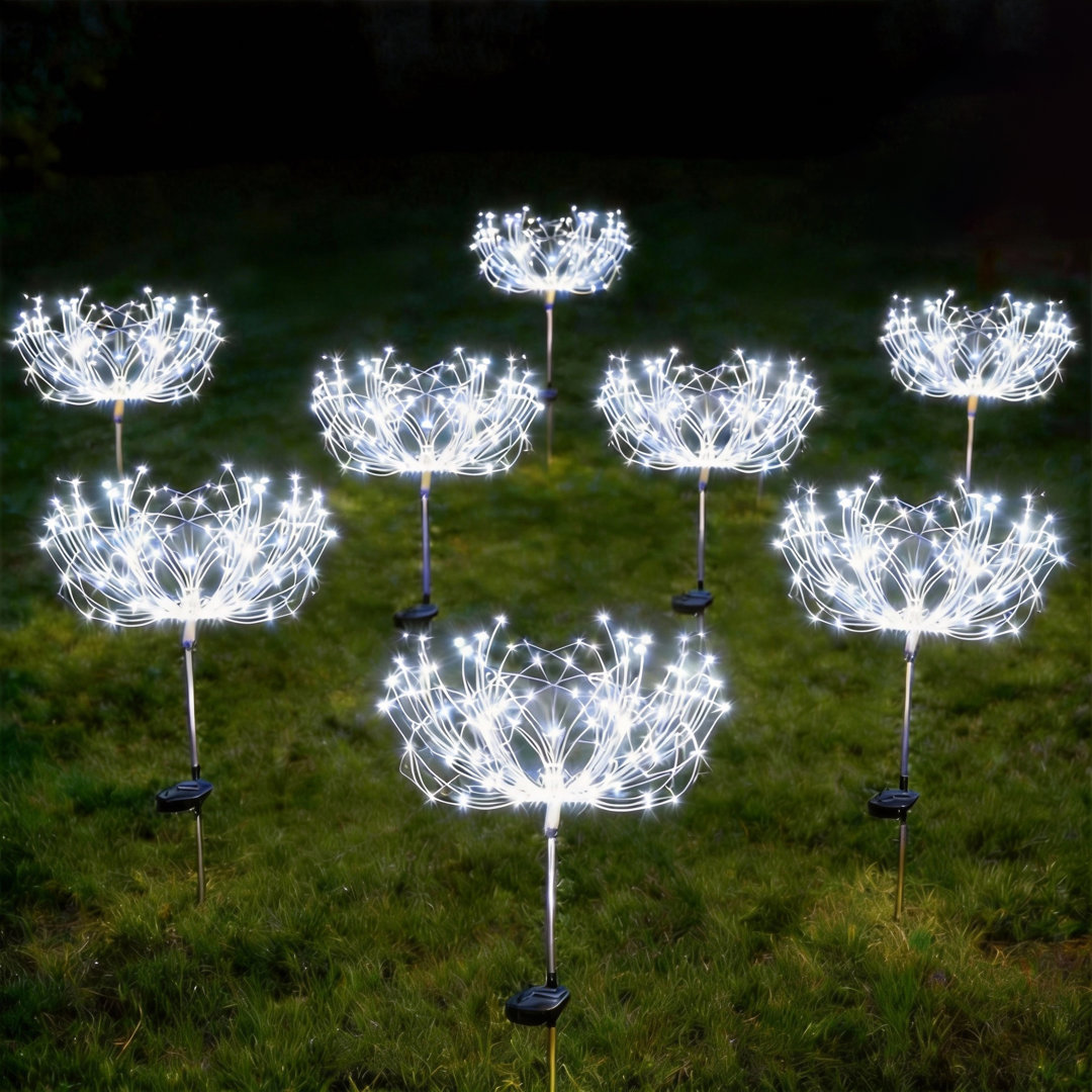 Silver/Black Low Voltage Solar Powered Integrated LED Pathway Light Outdoor Waterproof Solar Firework Lights (Set of 8) Aptoco