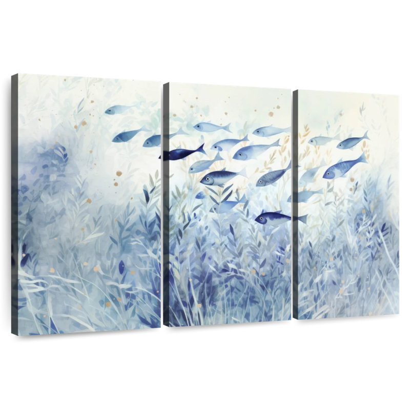 Brampt Blue School Of Fish, 48" H x 74" W