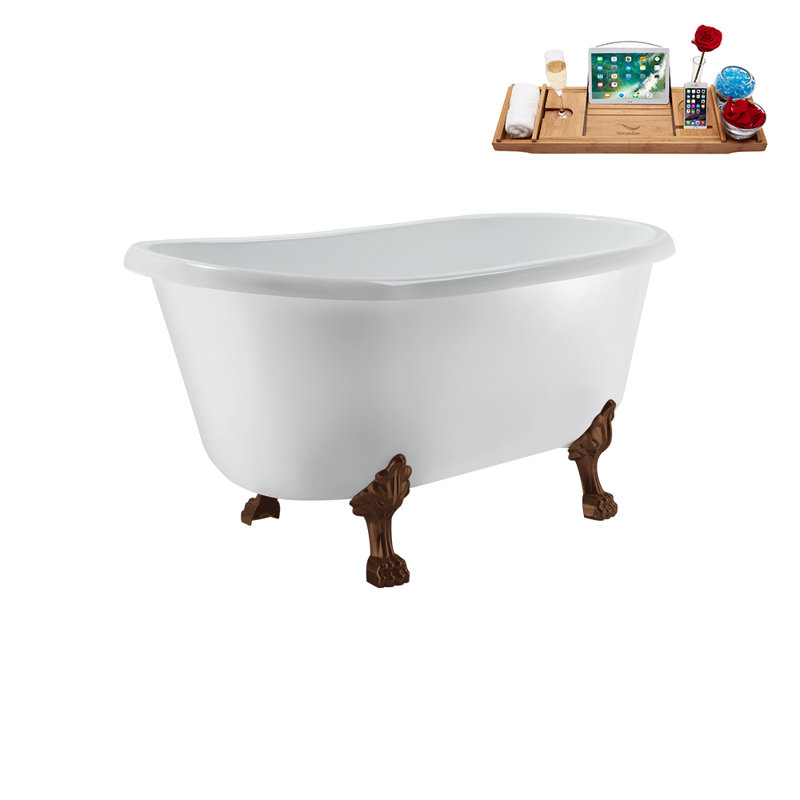 57.5'' x 29.5'' Soaking Acrylic Bathtub, Brushed Gold, Matte Oil Rubbed Bronze