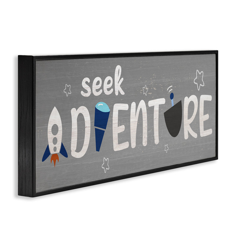 «Seek Adventure Imagination Sentiment» par Daphne Polselli, Giclée encadrée noir minuit, H 10 po x l 24 po