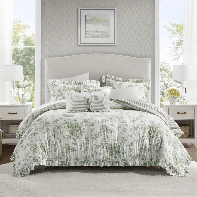 Ensemble d'édredon Adele avec coussins décoratifs, Édredon pour lit simple / simple TG + 3 pièces s, Vert
