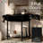  Rattan Half Moon Small Entry Table, Console Desk With Storage For Narrow Spaces, Modern Home Decor, Cane Console Table, Solid Wood Entryway Desk With Two Doors And Brass Knobs (black Oak)