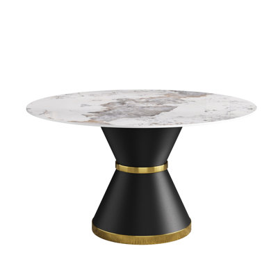 Round 6 Dining Table - 53.28" Sintered Stone, Surface Artificial Stone For 6 & Stain