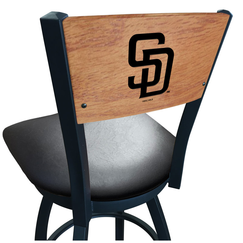 Tabouret tournant NCAA, Vinyle noir, Bar Stool (30" Seat Height), San Diego Padres