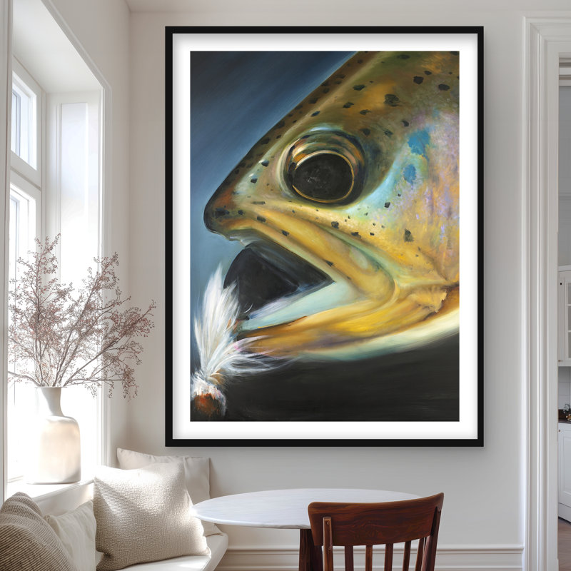 Impression de pêche à la mouche Golden Trout | Décor mat bleu encadré