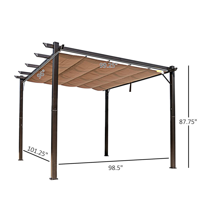 Outdoor Retractable Pergola Canopy, Aluminum Patio Pergola, Backyard Shade Shelter  Porch Party, Garden, Grill Gazebo -