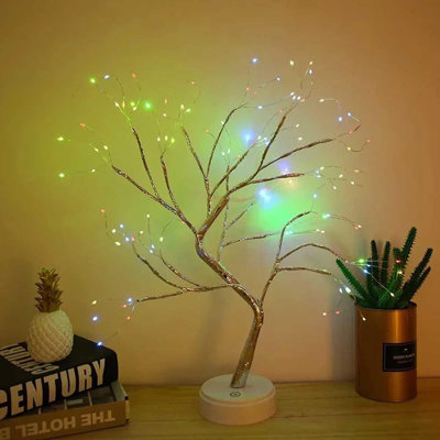 Bonsai de table avec éclairage, lampe d'arbre artificiel à DEL bricolage, veilleuse à piles / USB pour la décoration de chambre, décoration intérieure, chambre à coucher, mariage, Noël