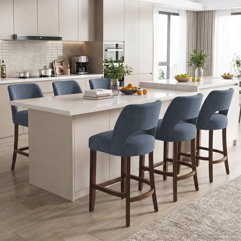 Tabouret de bar Bisto, Siège bleu vif / cadre brun