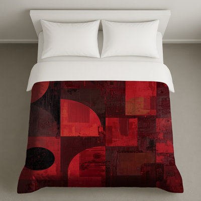 Red Geometric Abstract Shapes Duvet Covers
