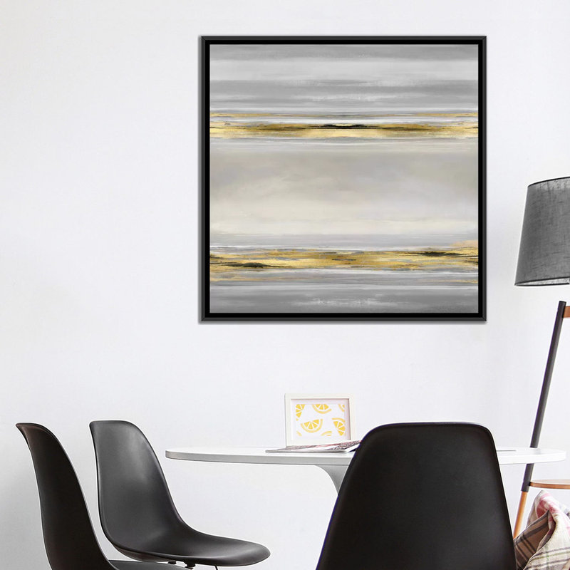 «Linear Motion in Grey», reproduction sur toile, H 18 po x l 18 po x P 1,5 po, Toile avec cadre noir, Pas de tapis
