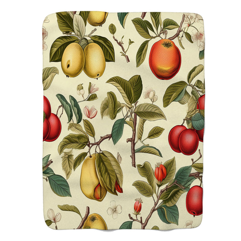 Motifs d'agrumes - couverture de qualité supérieure 1 pièce, Grand lit