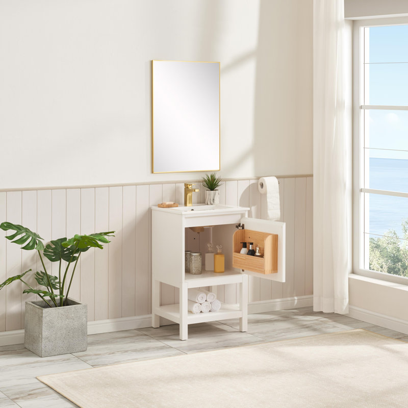Meuble-lavabo de 20 po avec lavabo en céramique intégré, Blanc