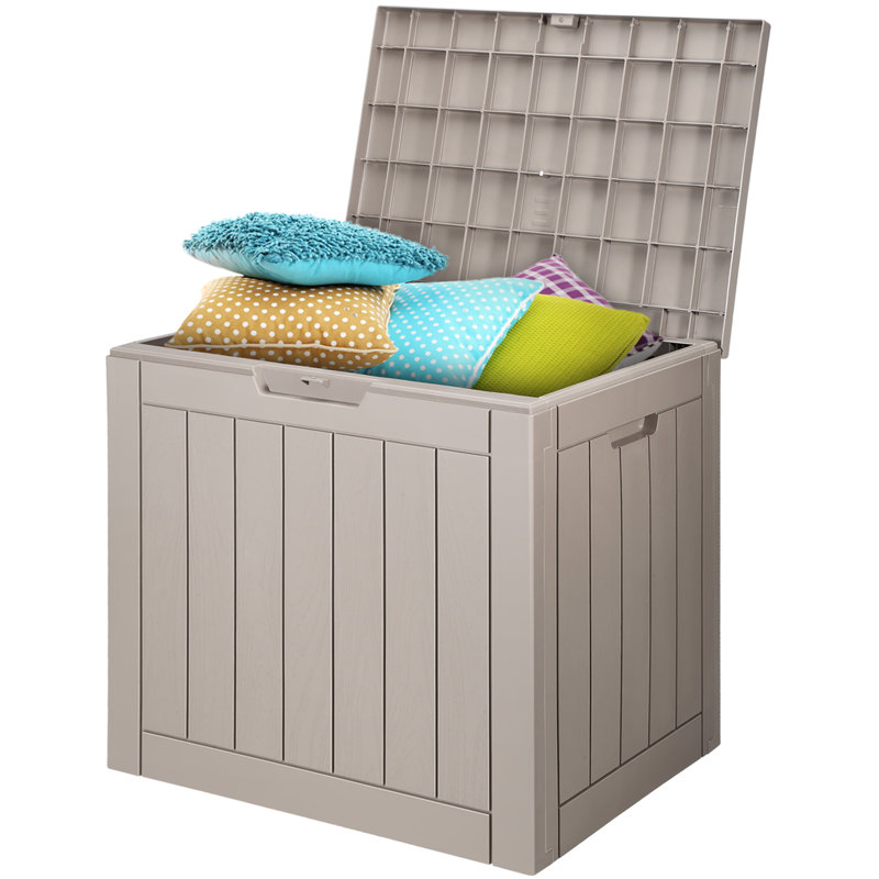 VEVOR 22.1'' W 31 Gallons Water Resistant Polypropylene Lockable Deck Box in Brown