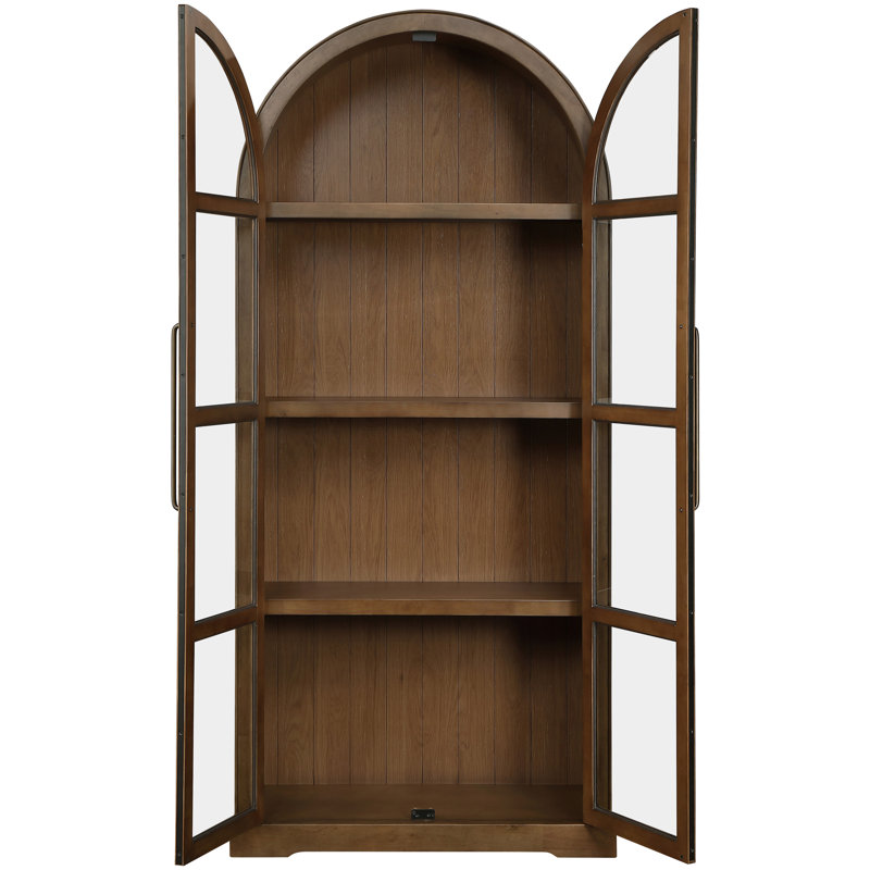 Armoire de rangement en bois massif et placage de chêne Corva, Brun